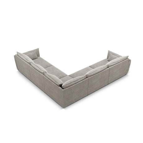 Kaelle 7-Sitzer Ecksofa symmetrisch, mit Bezug aus Chenille (OTH 85) in Hellgrau, 286x286 cm – Bild 4