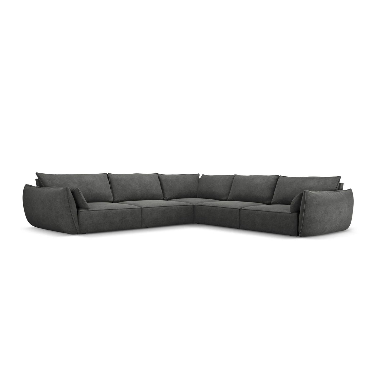 Kaelle 7-Sitzer Ecksofa symmetrisch, mit Bezug aus Chenille (OTH 97) in Dunkelgrau, 286x286 cm – Bild 1