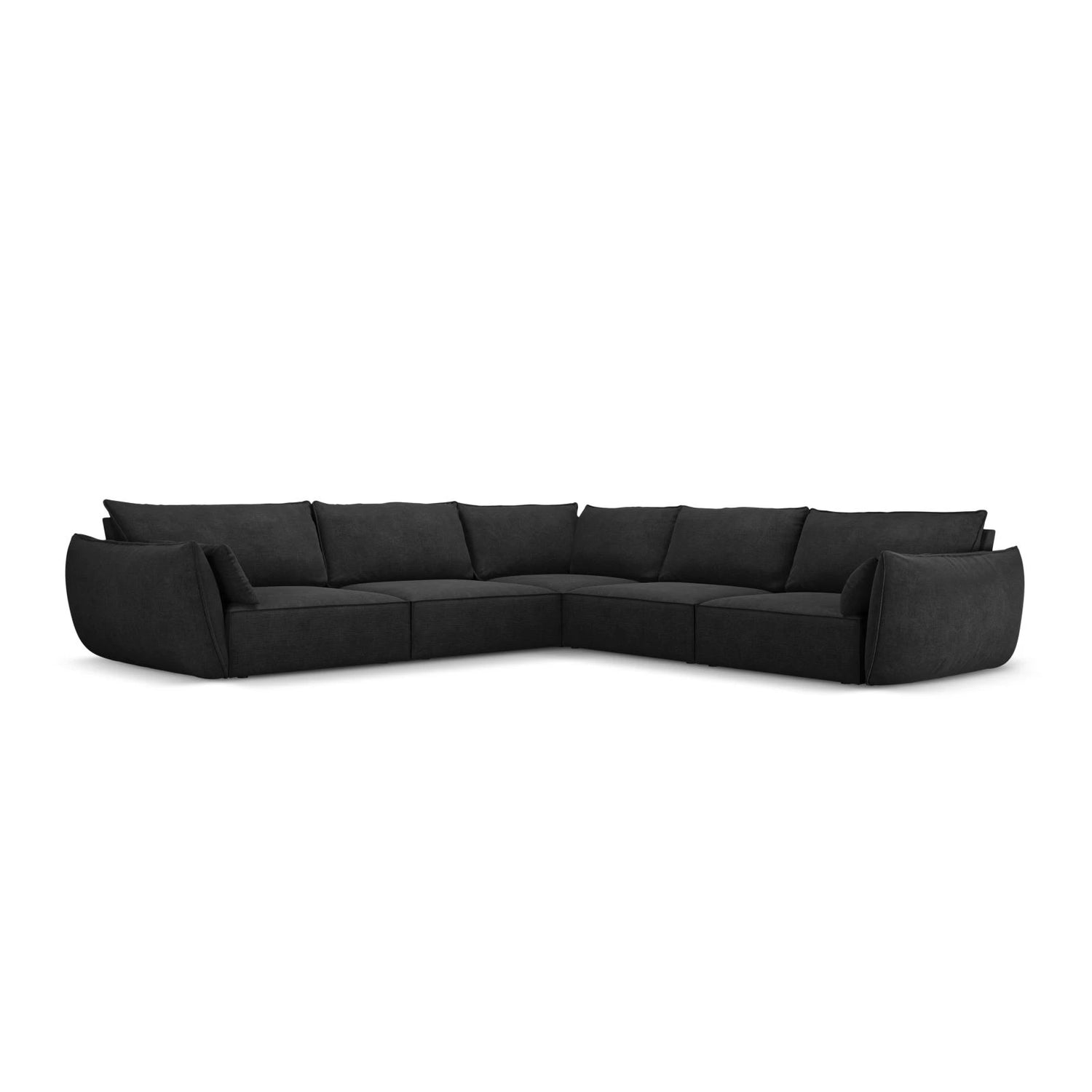 Kaelle 7-Sitzer Ecksofa symmetrisch, mit Bezug aus Chenille (OTH 99) in Schwarz, 286x286 cm – Bild 1
