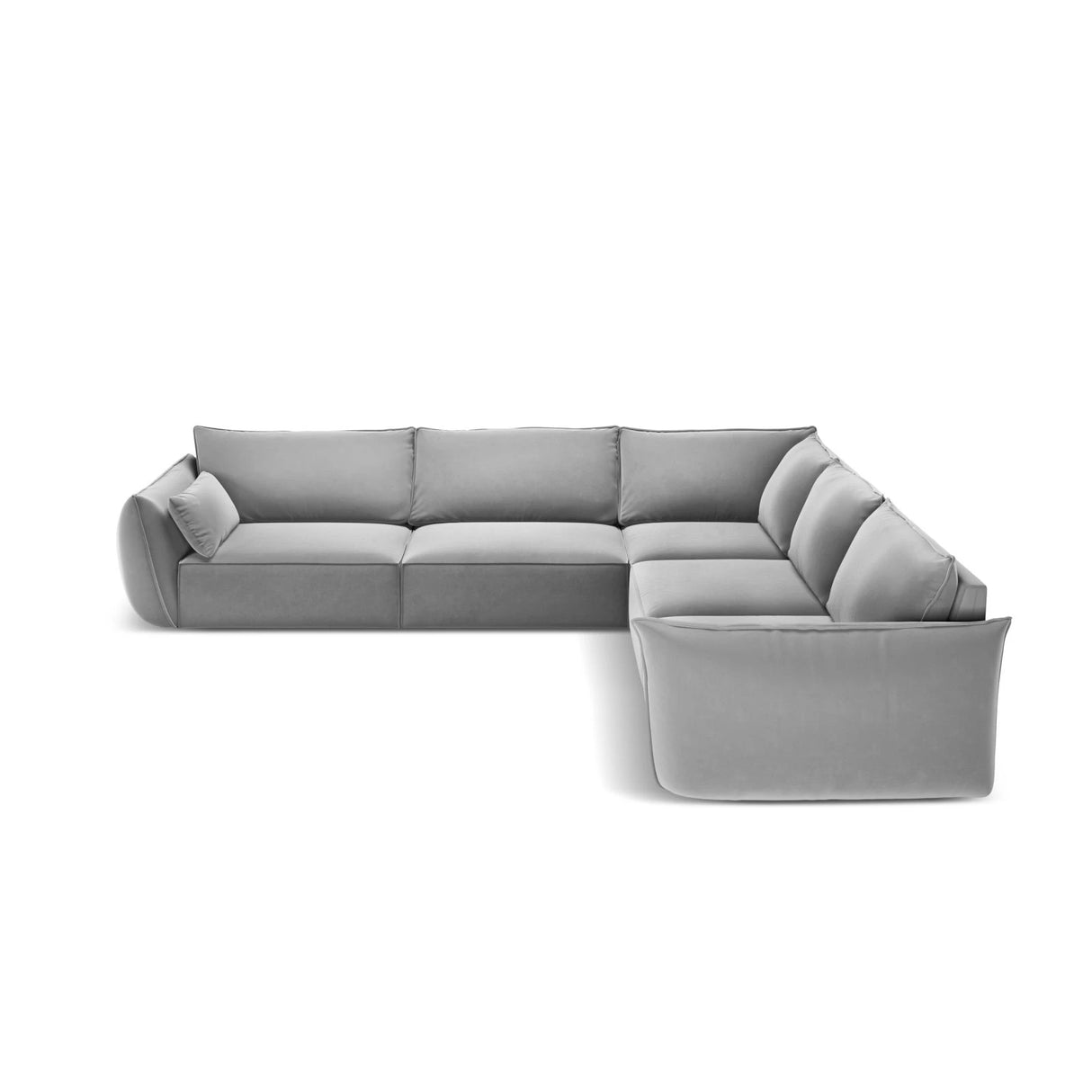 Kaelle 7-Sitzer Ecksofa symmetrisch, mit Bezug aus Samt (Blu10) in Grau, 286x286 cm – Bild 3