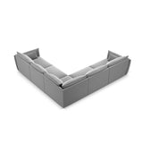 Kaelle 7-Sitzer Ecksofa symmetrisch, mit Bezug aus Samt (Blu10) in Grau, 286x286 cm – Bild 4