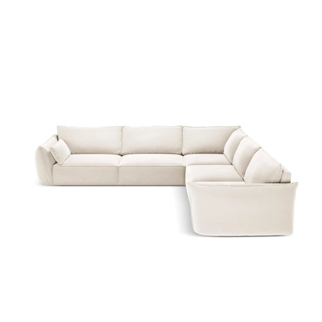 Kaelle 7-Sitzer Ecksofa symmetrisch, mit Bezug aus Samt (Blu22) in Leichtes Beige, 286x286 cm – Bild 3
