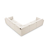 Kaelle 7-Sitzer Ecksofa symmetrisch, mit Bezug aus Samt (Blu22) in Leichtes Beige, 286x286 cm – Bild 4