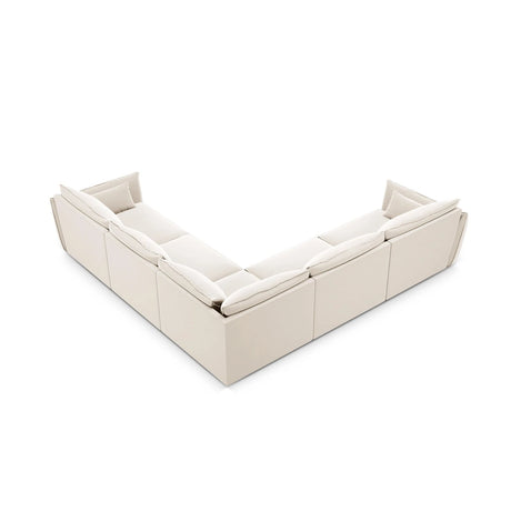 Kaelle 7-Sitzer Ecksofa symmetrisch, mit Bezug aus Samt (Blu22) in Leichtes Beige, 286x286 cm – Bild 4