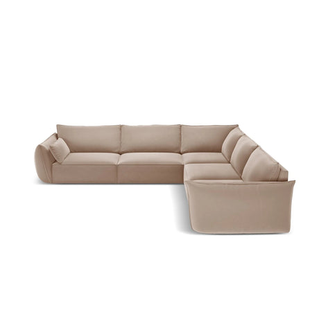 Kaelle 7-Sitzer Ecksofa symmetrisch, mit Bezug aus Samt (Blu28) in Beige, 286x286 cm – Bild 1