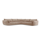 Kaelle 7-Sitzer Ecksofa symmetrisch, mit Bezug aus Samt (Blu28) in Beige, 286x286 cm – Bild 3