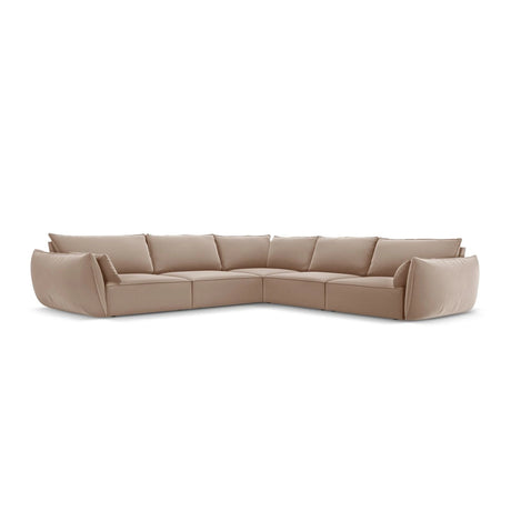 Kaelle 7-Sitzer Ecksofa symmetrisch, mit Bezug aus Samt (Blu28) in Beige, 286x286 cm – Bild 3