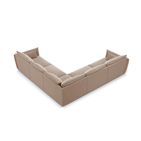 Kaelle 7-Sitzer Ecksofa symmetrisch, mit Bezug aus Samt (Blu28) in Beige, 286x286 cm – Bild 4