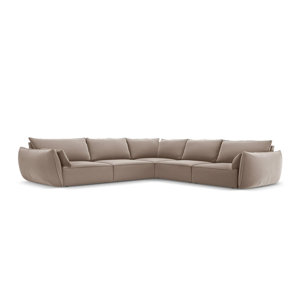 Kaelle 7-Sitzer Ecksofa symmetrisch, mit Bezug aus Samt (Blu40) in Cappuccino, 286x286 cm – Bild 3
