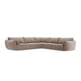 Kaelle 7-Sitzer Ecksofa symmetrisch, mit Bezug aus Samt (Blu40) in Cappuccino, 286x286 cm – Bild 3