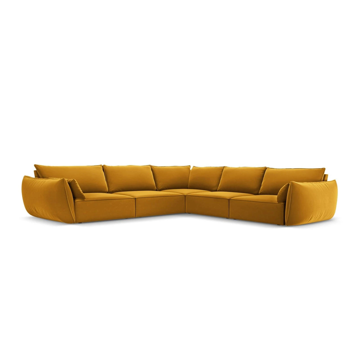 Kaelle 7-Sitzer Ecksofa symmetrisch, mit Bezug aus Samt (Blu68) in Gelb, 286x286 cm – Bild 1