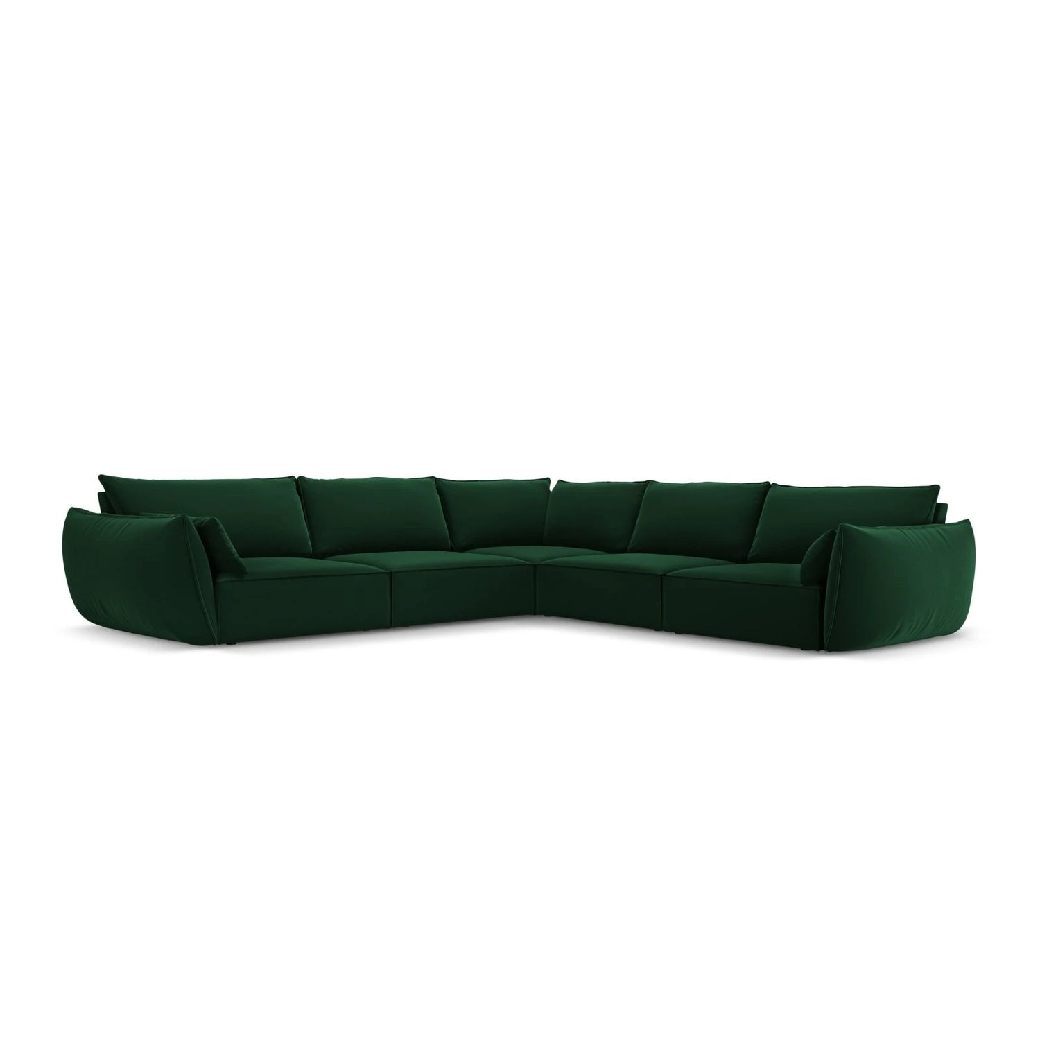 Kaelle 7-Sitzer Ecksofa symmetrisch, mit Bezug aus Samt (Blu78) in Flaschengrün, 286x286 cm – Bild 1