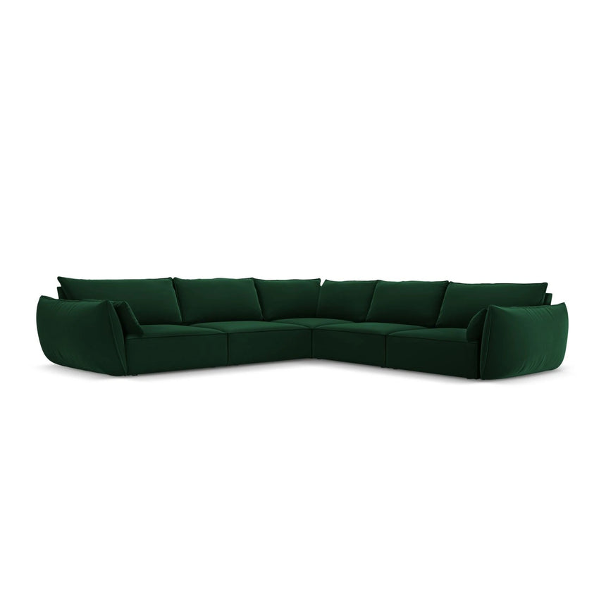 Kaelle 7-Sitzer Ecksofa symmetrisch, mit Bezug aus Samt (Blu78) in Flaschengrün, 286x286 cm – Bild 1
