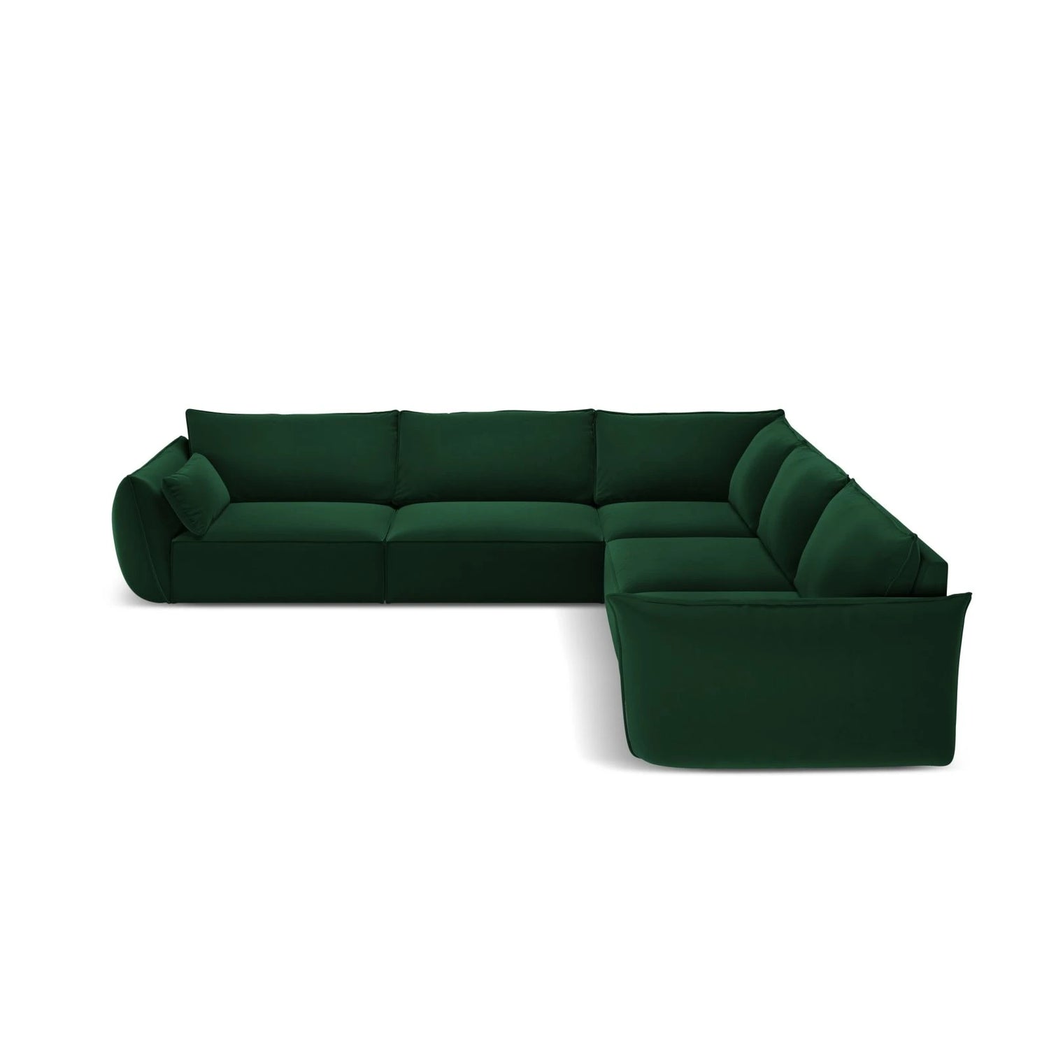 Kaelle 7-Sitzer Ecksofa symmetrisch, mit Bezug aus Samt (Blu78) in Flaschengrün, 286x286 cm – Bild 3