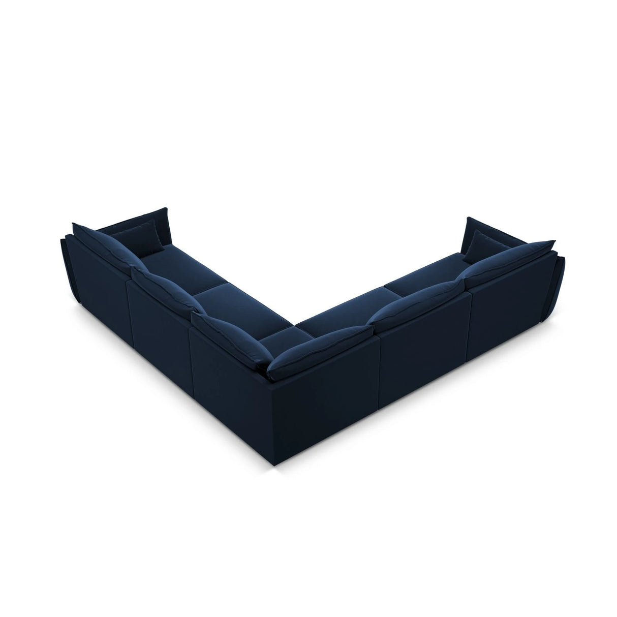 Kaelle 7-Sitzer Ecksofa symmetrisch, mit Bezug aus Samt (Blu86) in Königsblau, 286x286 cm – Bild 4