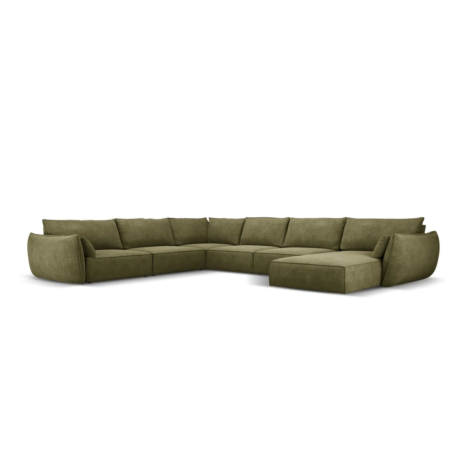 Kaelle 8-Sitzer Panorama-Sofa, Links, mit Bezug aus Chenille (OTH 38) in Grün, 384x284 cm – Bild 1