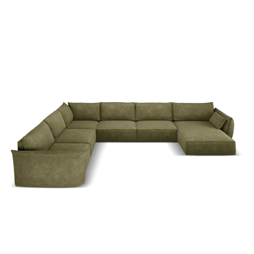 Kaelle 8-Sitzer Panorama-Sofa, Links, mit Bezug aus Chenille (OTH 38) in Grün, 384x284 cm – Bild 3
