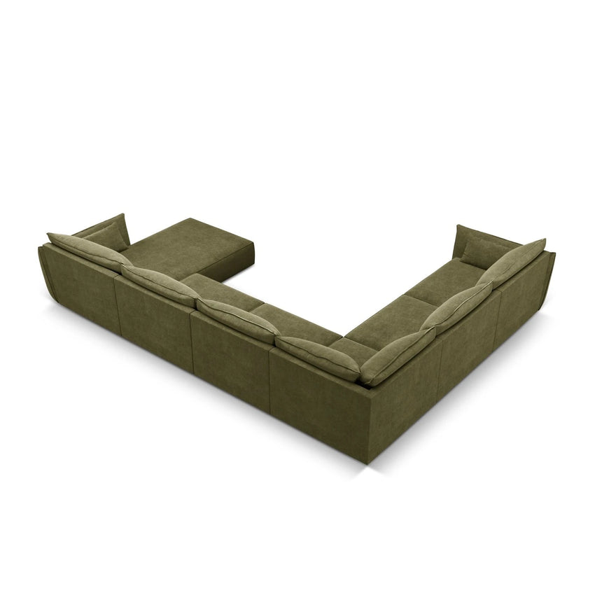 Kaelle 8-Sitzer Panorama-Sofa, Links, mit Bezug aus Chenille (OTH 38) in Grün, 384x284 cm – Bild 4