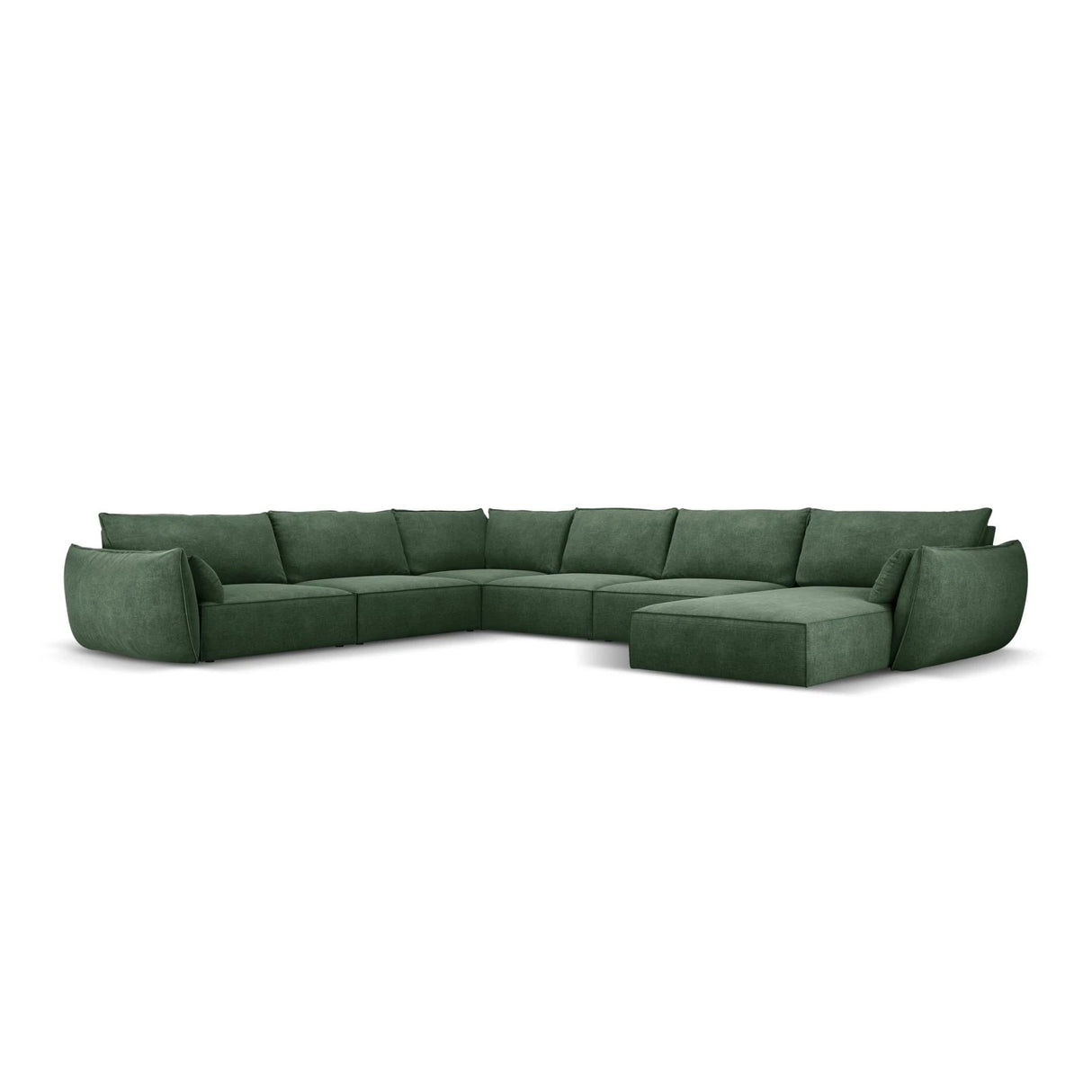 Kaelle 8-Sitzer Panorama-Sofa, Links, mit Bezug aus Chenille (OTH 39) in Flaschengrün, 384x284 cm – Bild 1