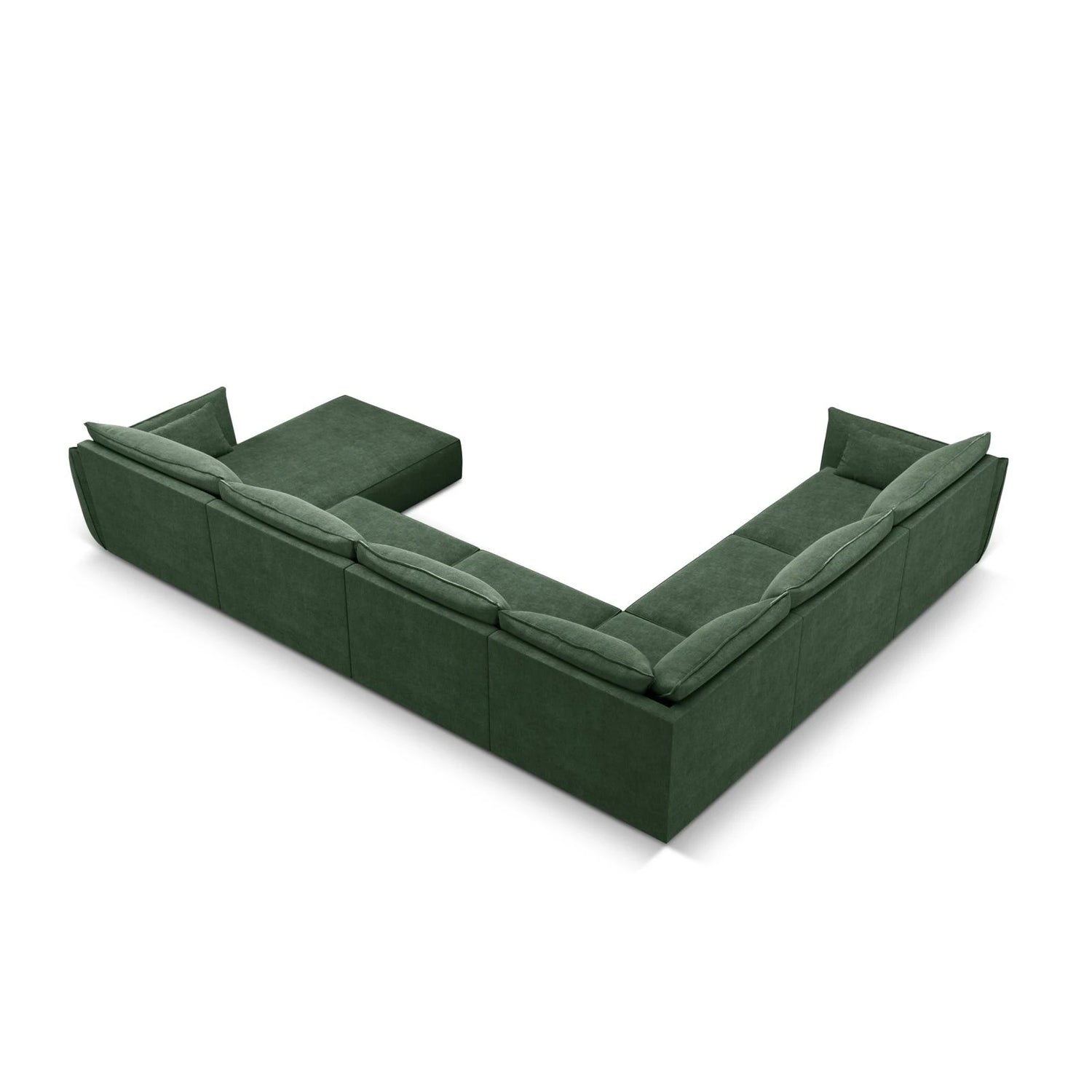 Kaelle 8-Sitzer Panorama-Sofa, Links, mit Bezug aus Chenille (OTH 39) in Flaschengrün, 384x284 cm – Bild 4