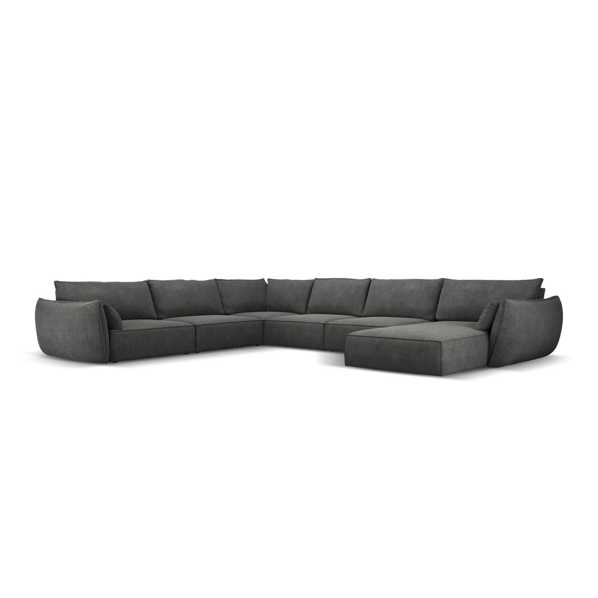 Kaelle 8-Sitzer Panorama-Sofa, Links, mit Bezug aus Chenille (OTH 97) in Dunkelgrau, 384x284 cm – Bild 1
