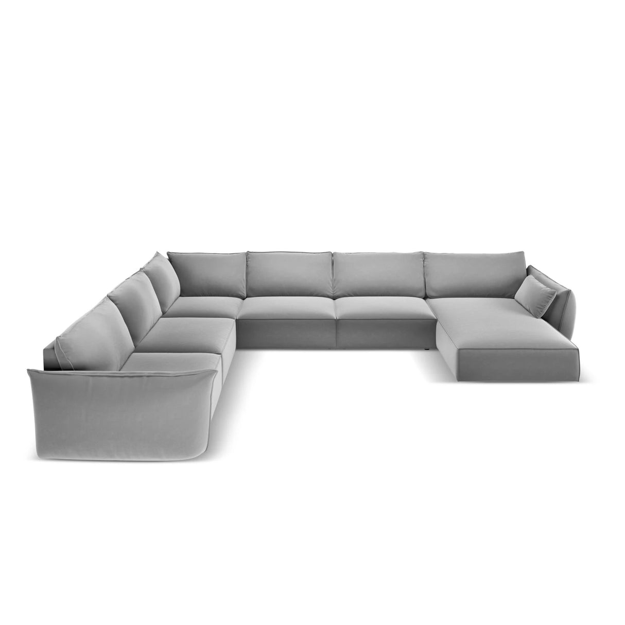 Kaelle 8-Sitzer Panorama-Sofa, Links, mit Bezug aus Samt (Blu10) in Grau, 384x284 cm – Bild 3