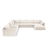 Kaelle 8-Sitzer Panorama-Sofa, Links, mit Bezug aus Samt (Blu22) in Leichtes Beige, 384x284 cm – Bild 3