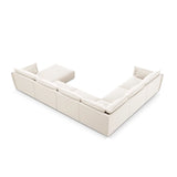 Kaelle 8-Sitzer Panorama-Sofa, Links, mit Bezug aus Samt (Blu22) in Leichtes Beige, 384x284 cm – Bild 4