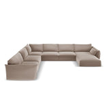 Kaelle 8-Sitzer Panorama-Sofa, Links, mit Bezug aus Samt (Blu40) in Cappuccino, 384x284 cm – Bild 1