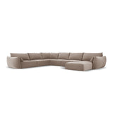 Kaelle 8-Sitzer Panorama-Sofa, Links, mit Bezug aus Samt (Blu40) in Cappuccino, 384x284 cm – Bild 3