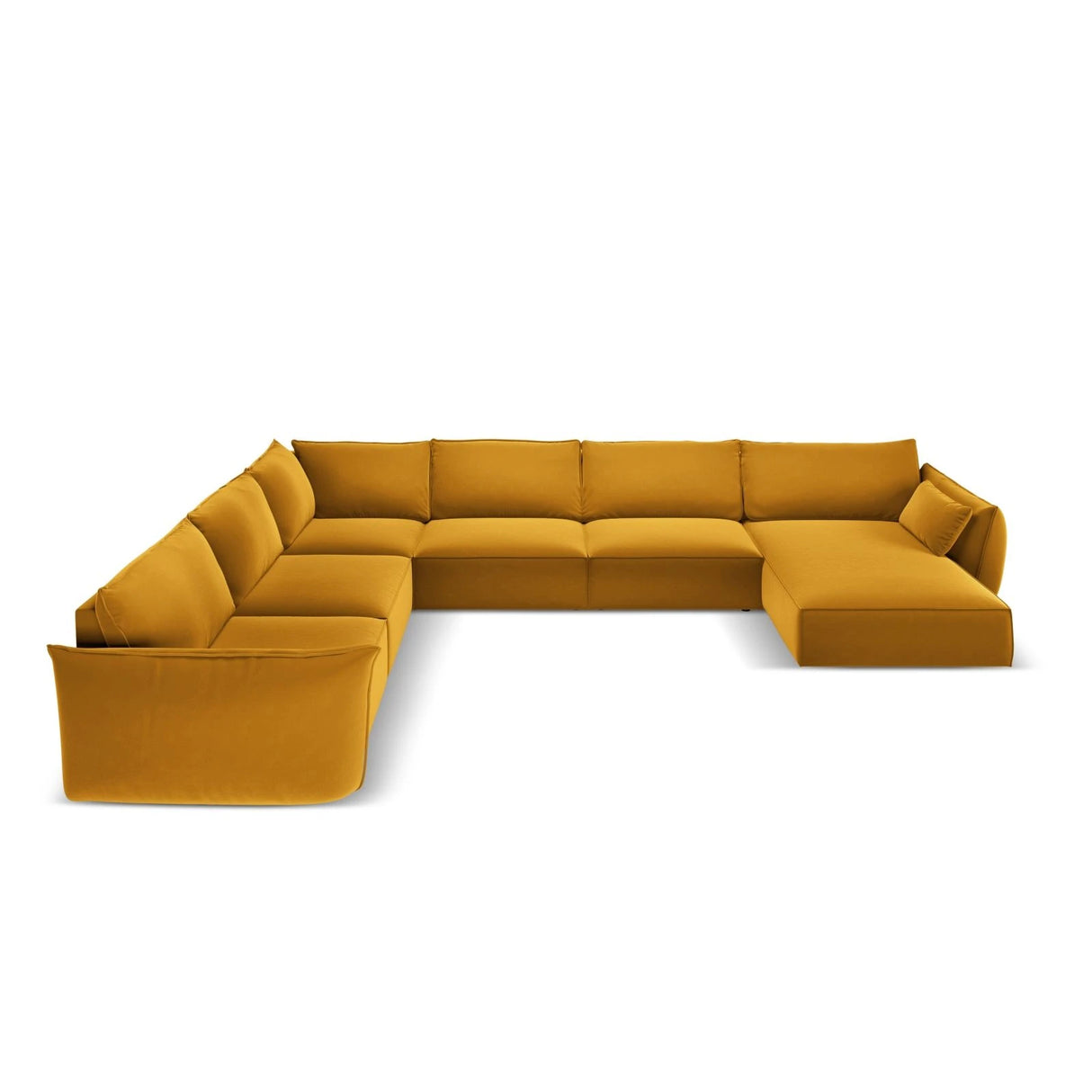 Kaelle 8-Sitzer Panorama-Sofa, Links, mit Bezug aus Samt (Blu68) in Gelb, 384x284 cm – Bild 3