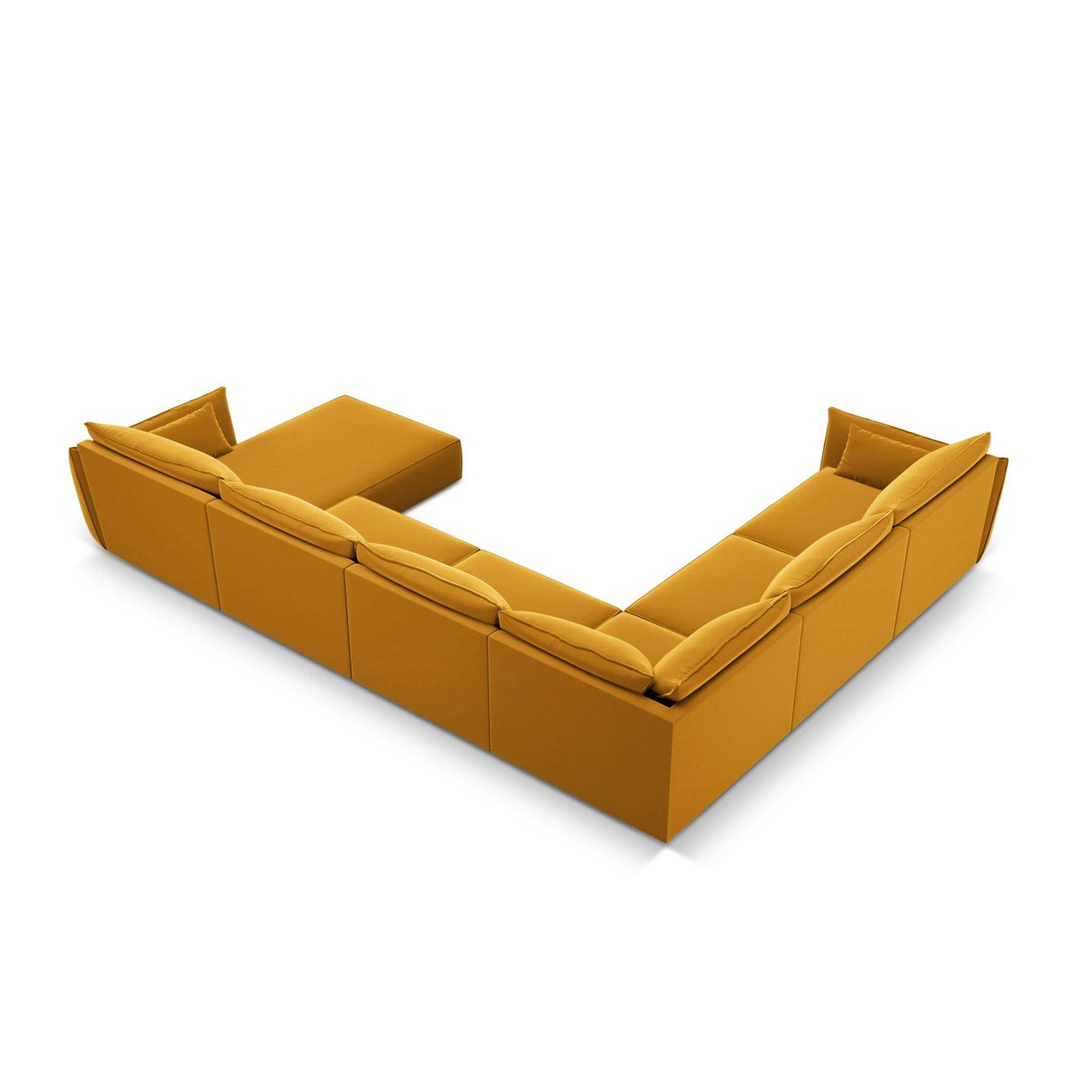 Kaelle 8-Sitzer Panorama-Sofa, Links, mit Bezug aus Samt (Blu68) in Gelb, 384x284 cm – Bild 4