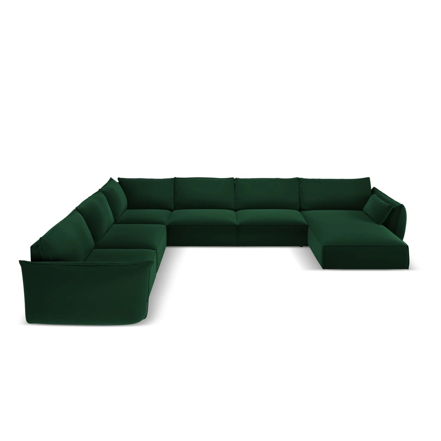 Kaelle 8-Sitzer Panorama-Sofa, Links, mit Bezug aus Samt (Blu78) in Flaschengrün, 384x284 cm – Bild 3
