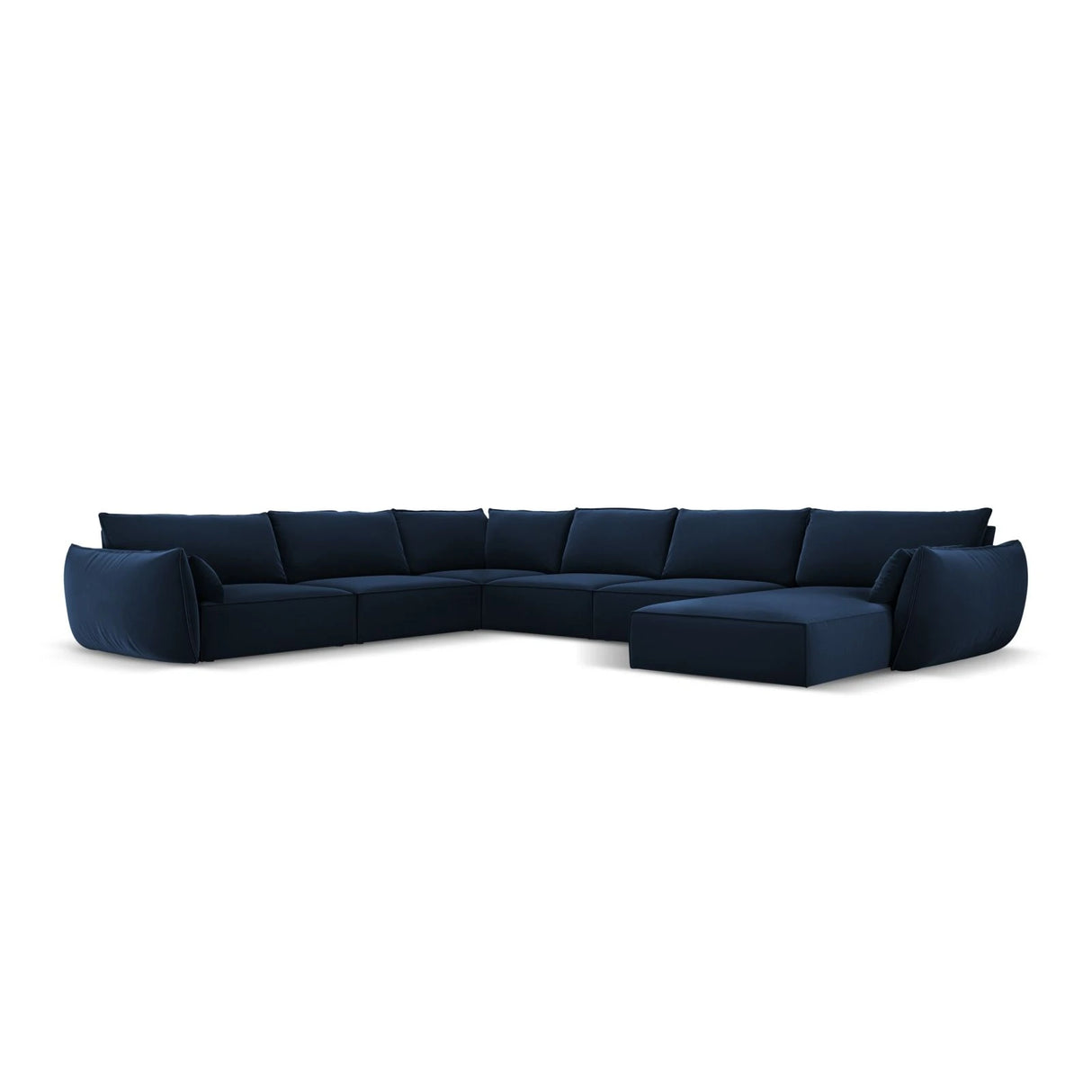 Kaelle 8-Sitzer Panorama-Sofa, Links, mit Bezug aus Samt (Blu86) in Königsblau, 384x284 cm – Bild 1