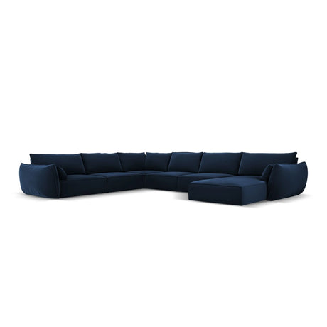 Kaelle 8-Sitzer Panorama-Sofa, Links, mit Bezug aus Samt (Blu86) in Königsblau, 384x284 cm – Bild 1
