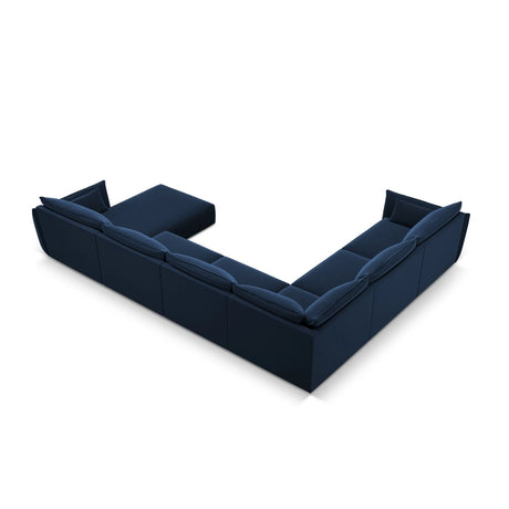 Kaelle 8-Sitzer Panorama-Sofa, Links, mit Bezug aus Samt (Blu86) in Königsblau, 384x284 cm – Bild 4