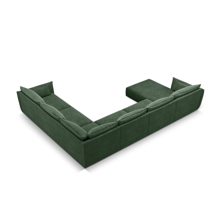 Kaelle 8-Sitzer Panorama-Sofa, Rechts, mit Bezug aus Chenille (OTH 39) in Flaschengrün, 384x284 cm – Bild 4