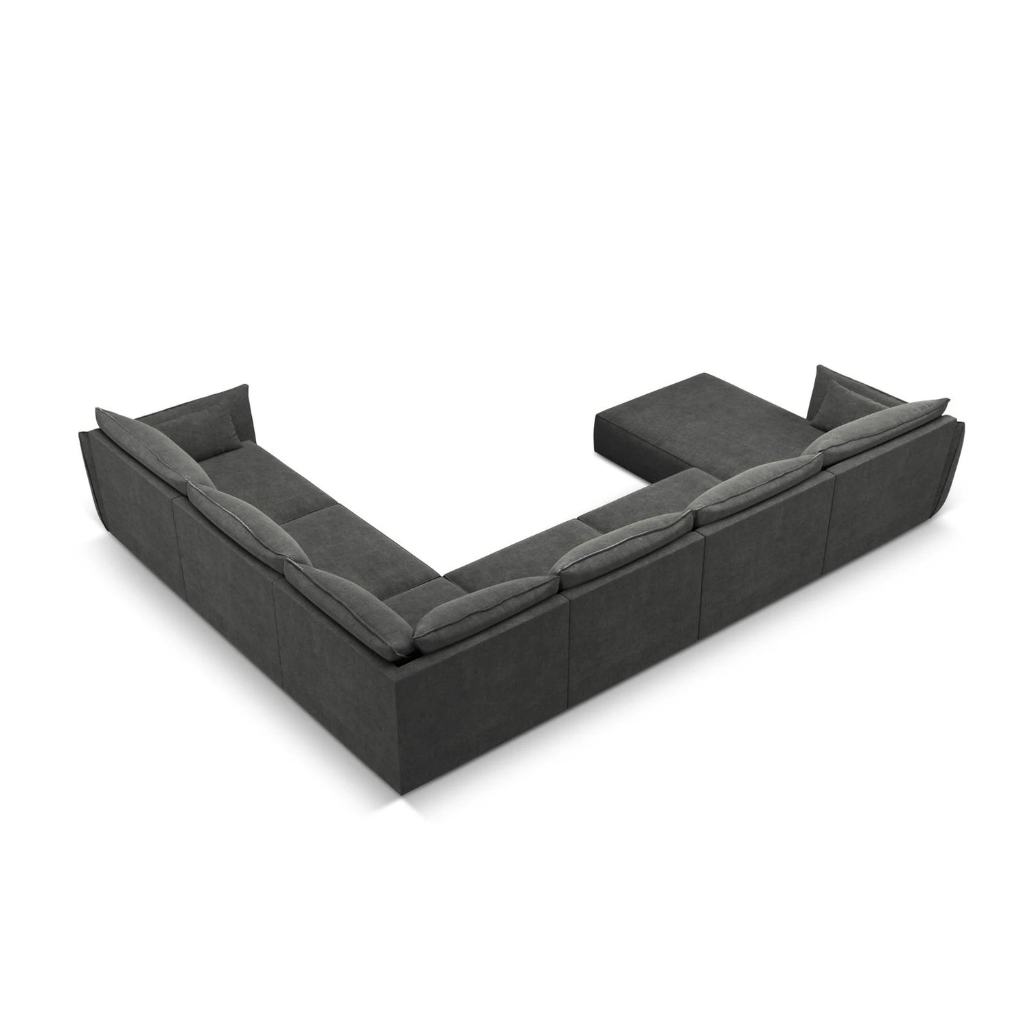 Kaelle 8-Sitzer Panorama-Sofa, Rechts, mit Bezug aus Chenille (OTH 97) in Dunkelgrau, 384x284 cm – Bild 4