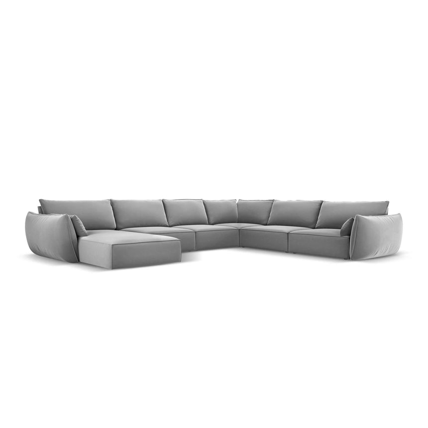 Kaelle 8-Sitzer Panorama-Sofa, Rechts, mit Bezug aus Samt (Blu10) in Grau, 384x284 cm – Bild 1