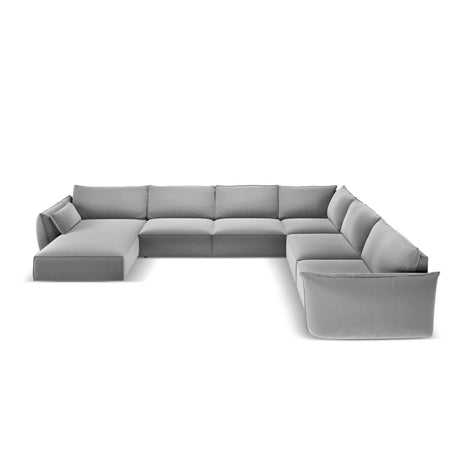 Kaelle 8-Sitzer Panorama-Sofa, Rechts, mit Bezug aus Samt (Blu10) in Grau, 384x284 cm – Bild 3