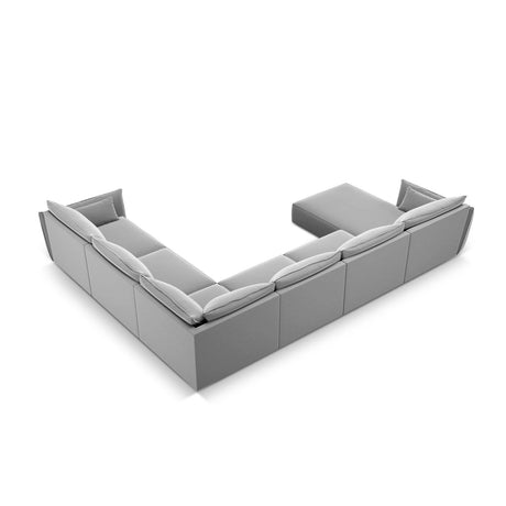 Kaelle 8-Sitzer Panorama-Sofa, Rechts, mit Bezug aus Samt (Blu10) in Grau, 384x284 cm – Bild 4
