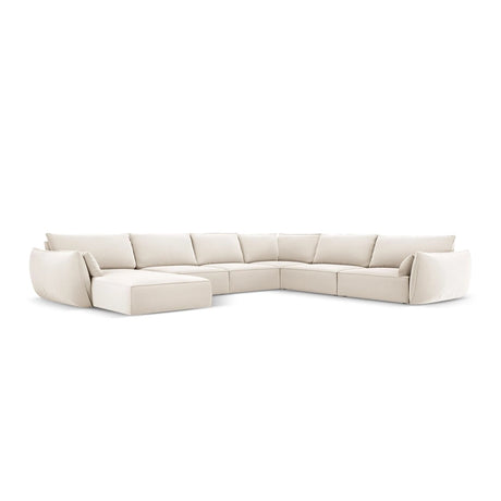 Kaelle 8-Sitzer Panorama-Sofa, Rechts, mit Bezug aus Samt (Blu22) in Leichtes Beige, 384x284 cm – Bild 1
