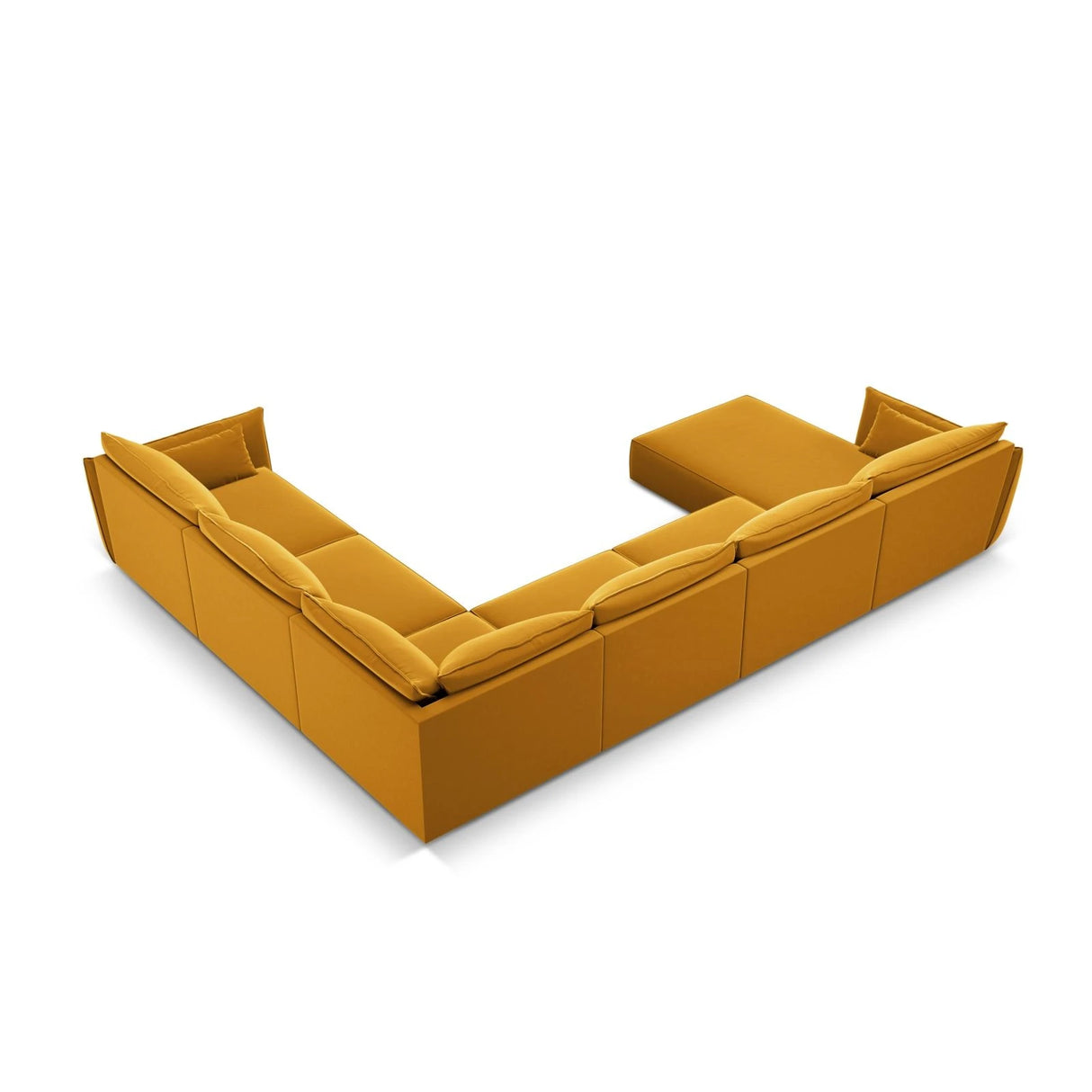 Kaelle 8-Sitzer Panorama-Sofa, Rechts, mit Bezug aus Samt (Blu68) in Gelb, 384x284 cm – Bild 4