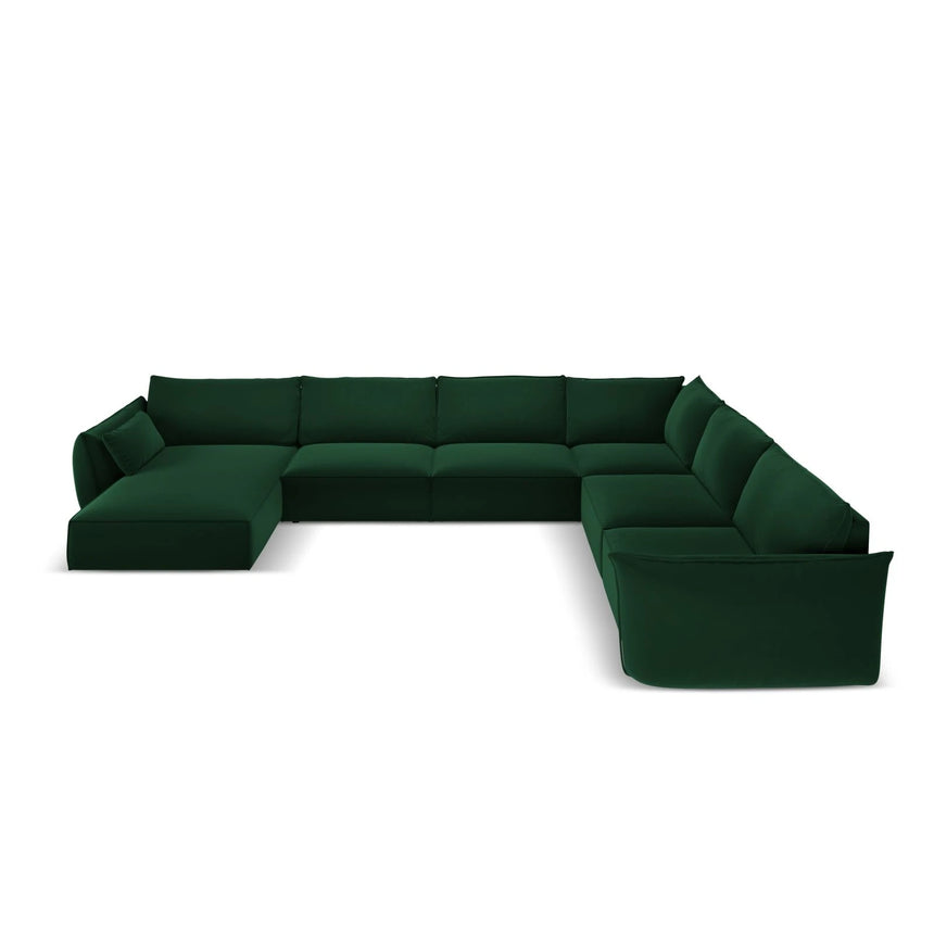 Kaelle 8-Sitzer Panorama-Sofa, Rechts, mit Bezug aus Samt (Blu78) in Flaschengrün, 384x284 cm – Bild 3