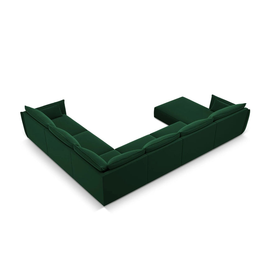 Kaelle 8-Sitzer Panorama-Sofa, Rechts, mit Bezug aus Samt (Blu78) in Flaschengrün, 384x284 cm – Bild 4