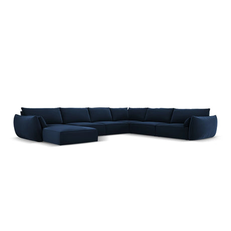 Kaelle 8-Sitzer Panorama-Sofa, Rechts, mit Bezug aus Samt (Blu86) in Königsblau, 384x284 cm – Bild 1