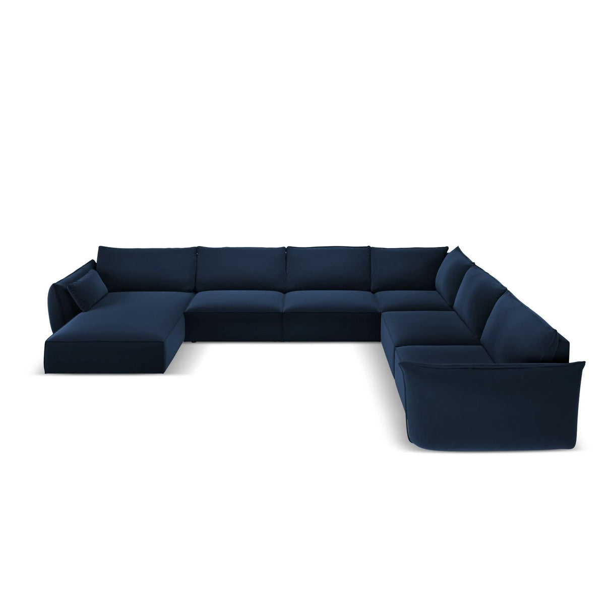 Kaelle 8-Sitzer Panorama-Sofa, Rechts, mit Bezug aus Samt (Blu86) in Königsblau, 384x284 cm – Bild 3