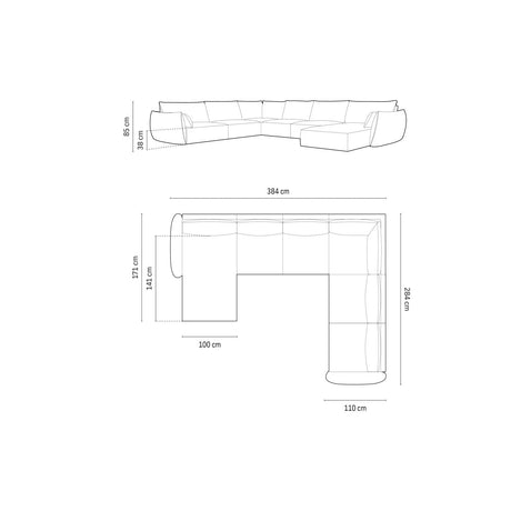 Kaelle 8-Sitzer Panorama-Sofa, Rechts, mit Bezug aus Samt oder Chenille, 384x284 cm – Bild 2