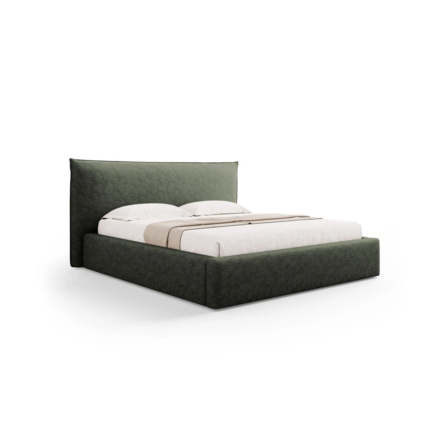 Kaelle Bett mit Stauraum und Kopfteil in Chenille (PeHa39) in Grün, 160x200 cm – Bild 1