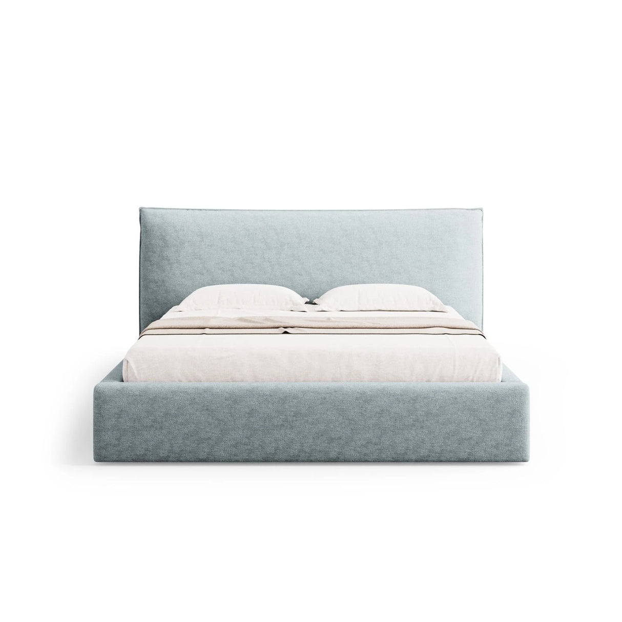 Kaelle Bett mit Stauraum und Kopfteil in Chenille (PeHa72) in Hellblau, 160x200 cm – Bild 4